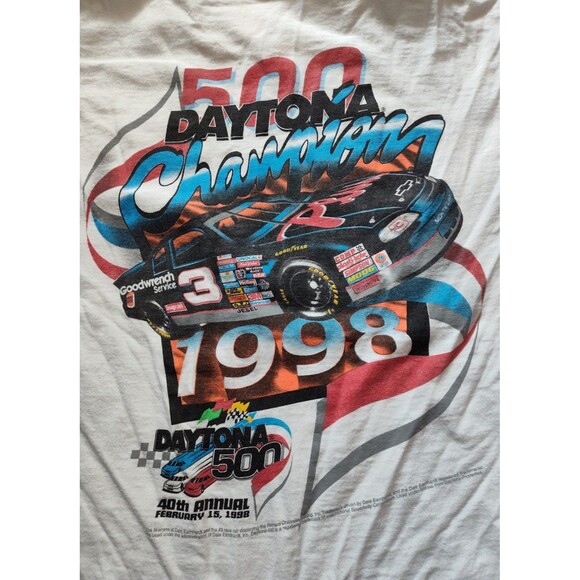 Competitor View Dale Earnhardt Shirt Extra Large White Vintage Daytona 500 3 Men - Picture 6 of 6